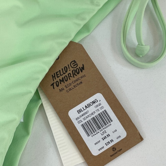 Billabong Lime Green Sol SeacherTie Side Bikini Bottoms / NWT - Picture 3 of 9